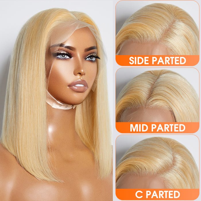 10 - 14 Inch Pre - Plucked 13"x4" 613 Straight Bob Lace Frontal Wig 150% Density - Lordess Beauty