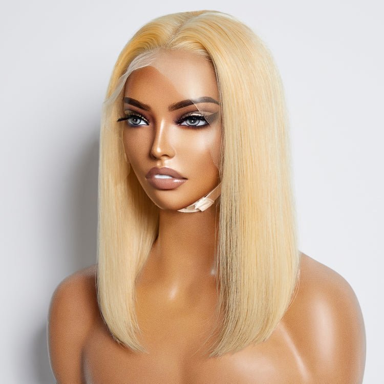 10 - 14 Inch Pre - Plucked 13"x4" 613 Straight Bob Lace Frontal Wig 150% Density - Lordess Beauty
