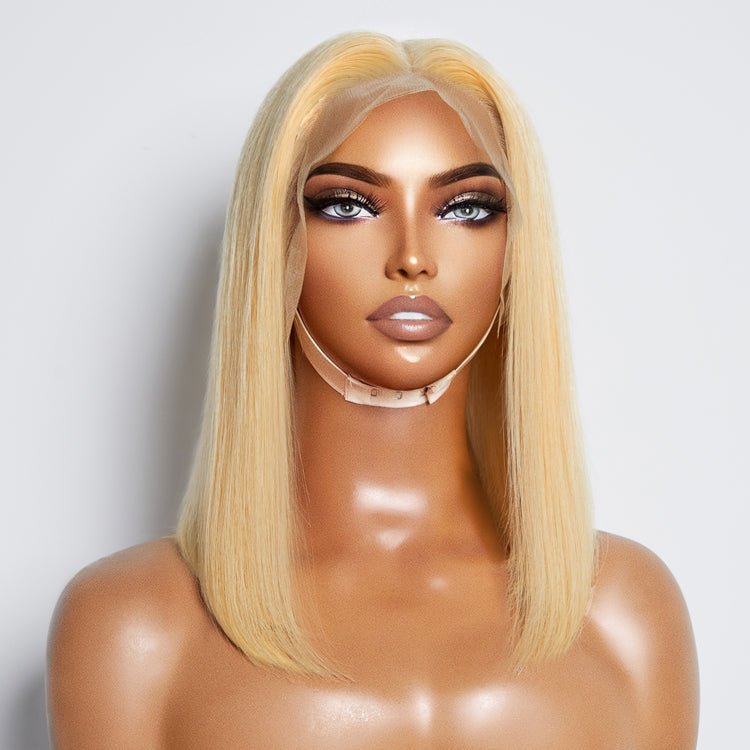 10 - 14 Inch Pre - Plucked 13"x4" 613 Straight Bob Lace Frontal Wig 150% Density - Lordess Beauty