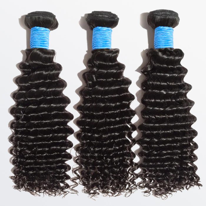 10 - 30 Inch Deep Curly Virgin Brazilian Hair 1B Natural Black - Lordess Beauty