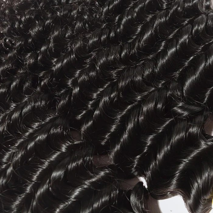 10 - 30 Inch Deep Curly Virgin Brazilian Hair 1B Natural Black - Lordess Beauty