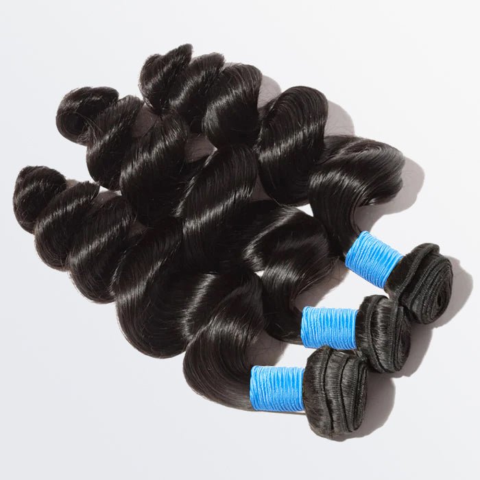 10 - 30 Inch Loose Wavy Virgin Brazilian Hair 1B Natural Black - Lordess Beauty