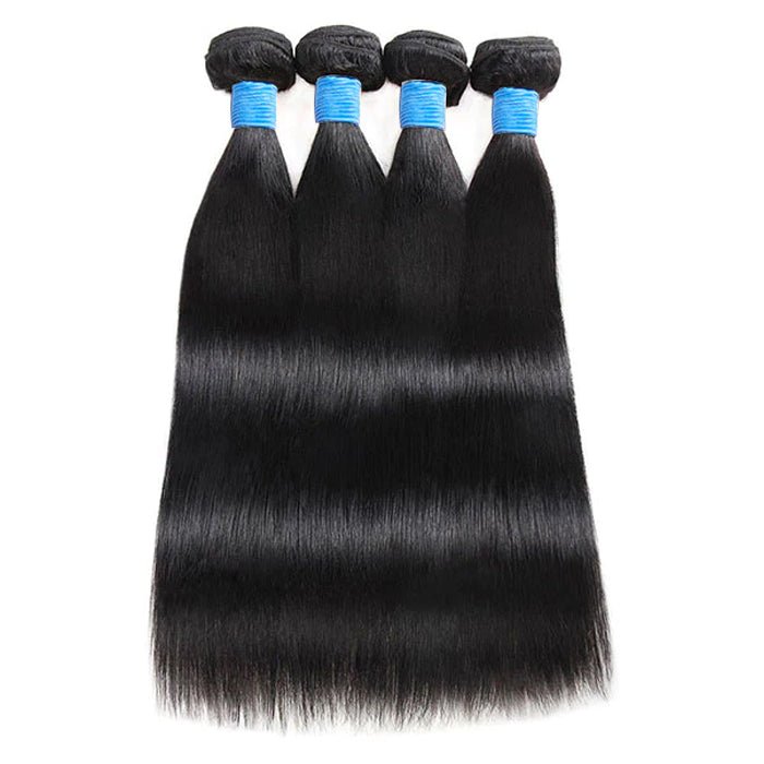 10 - 36 Inch Straight Virgin Brazilian Hair 1B Natural Black - Lordess Beauty
