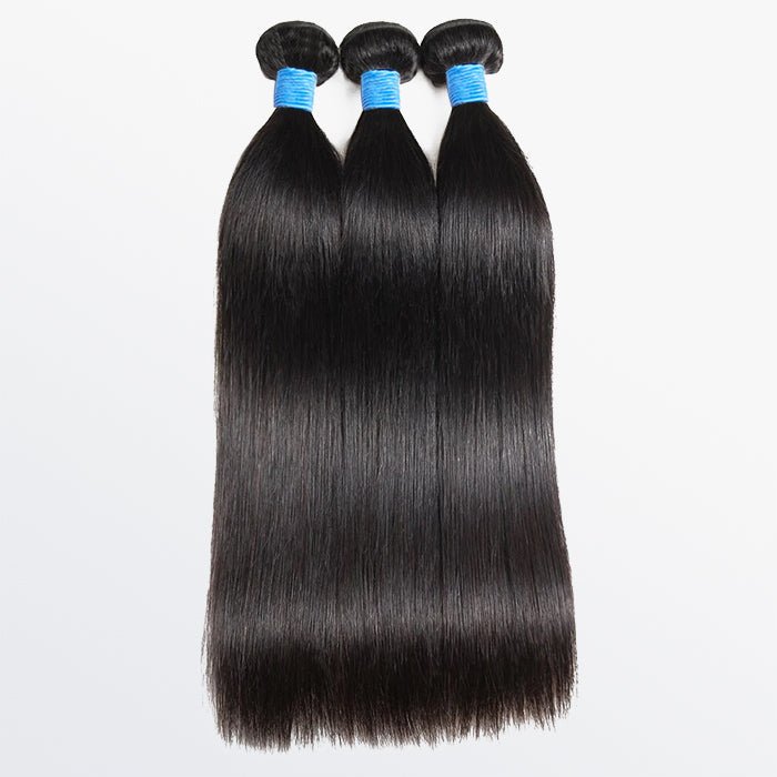 10 - 36 Inch Straight Virgin Brazilian Hair 1B Natural Black - Lordess Beauty