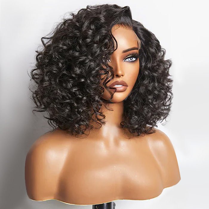 10 inch Bouncy Left C Part Loose Wave Glueless Minimalist HD Lace Wig Ready To Go - Lordess Beauty