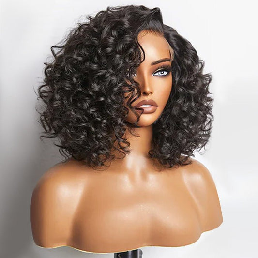 10 inch Bouncy Left C Part Loose Wave Glueless Minimalist HD Lace Wig Ready To Go - Lordess Beauty