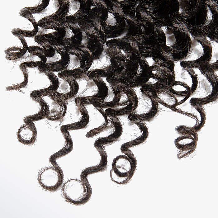 12 - 20 Inch 4" x 4" Deep Curly Free Parted Lace Closure 1B Natural Black - Lordess Beauty