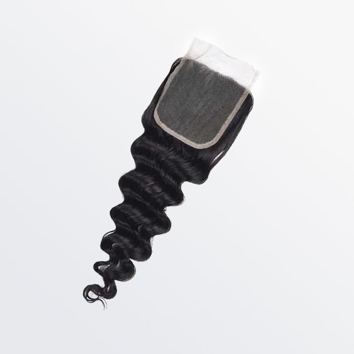 12 - 20 Inch 4" x 4" Loose Deep Free Parted Lace Closure 1B Natural Black - Lordess Beauty