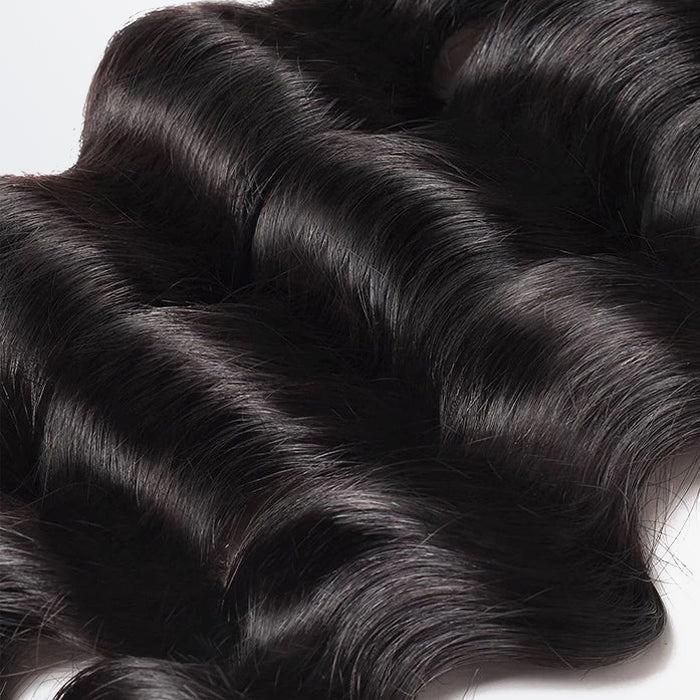 12 - 26 Inch Loose Deep Virgin Brazilian Hair 1B Natural Black - Lordess Beauty