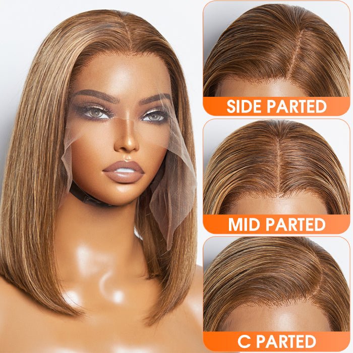 12 Inches 13"x4" P4/27 Straight Bob Lace Frontal Wig - 100% Human Hair - Lordess Beauty