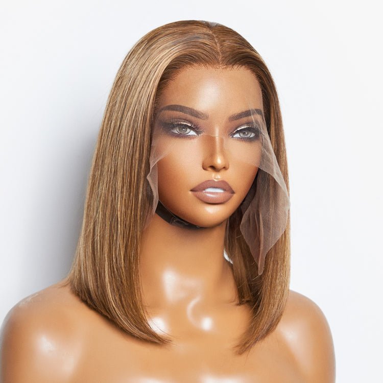 12 Inches 13"x4" P4/27 Straight Bob Lace Frontal Wig - 100% Human Hair - Lordess Beauty