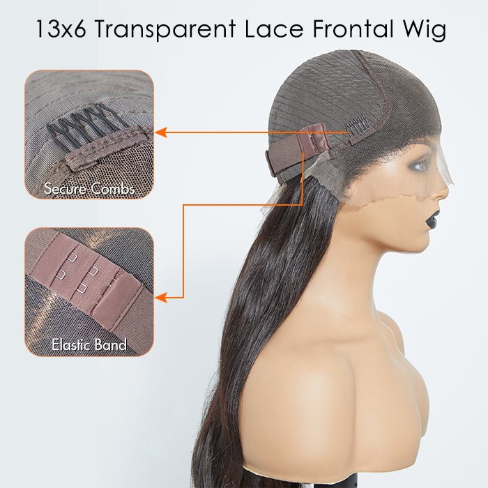 13x6 Glueless 3D Cap Pre - bleached Body Wave Transparent Lace Front Wig 150% Density - Lordess Beauty