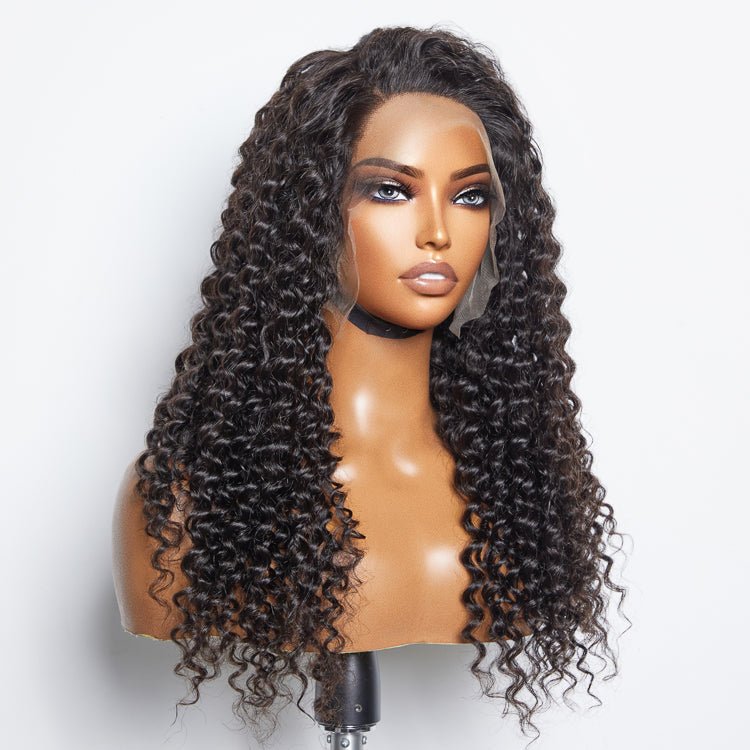 13x6 Glueless 3D Cap Pre - bleached Deep Curly Transparent Lace Front Wig 150% Density - Lordess Beauty