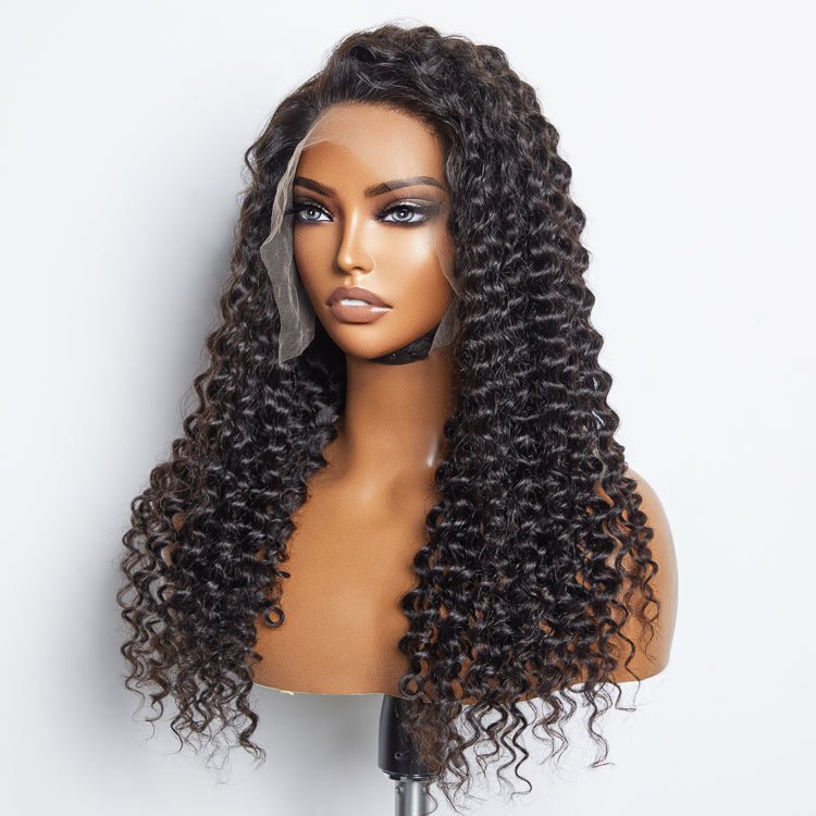 13x6 Glueless 3D Cap Pre - bleached Deep Curly Transparent Lace Front Wig 150% Density - Lordess Beauty