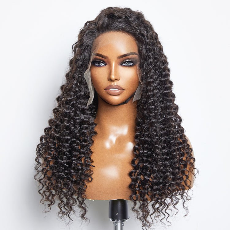 13x6 Glueless 3D Cap Pre - bleached Deep Curly Transparent Lace Front Wig 150% Density - Lordess Beauty