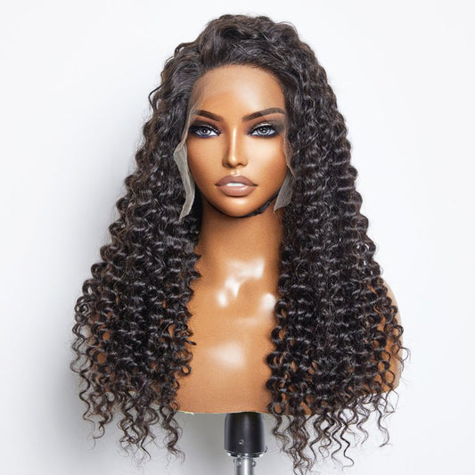13x6 Glueless 3D Cap Pre - bleached Deep Curly Transparent Lace Front Wig 150% Density - Lordess Beauty