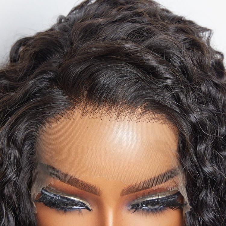 13x6 Glueless 3D Cap Pre - bleached Water Wave Transparent Lace Front Wig 150% Density - Lordess Beauty