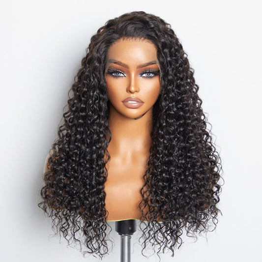 13x6 Glueless 3D Cap Pre - bleached Water Wave Transparent Lace Front Wig 150% Density - Lordess Beauty