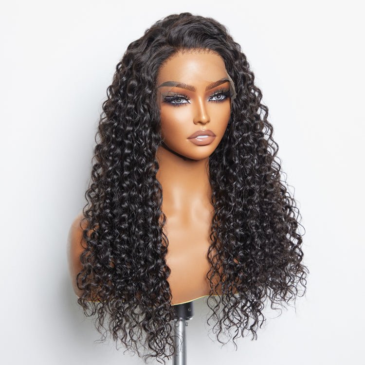 13x6 Glueless 3D Cap Pre - bleached Water Wave Transparent Lace Front Wig 150% Density - Lordess Beauty