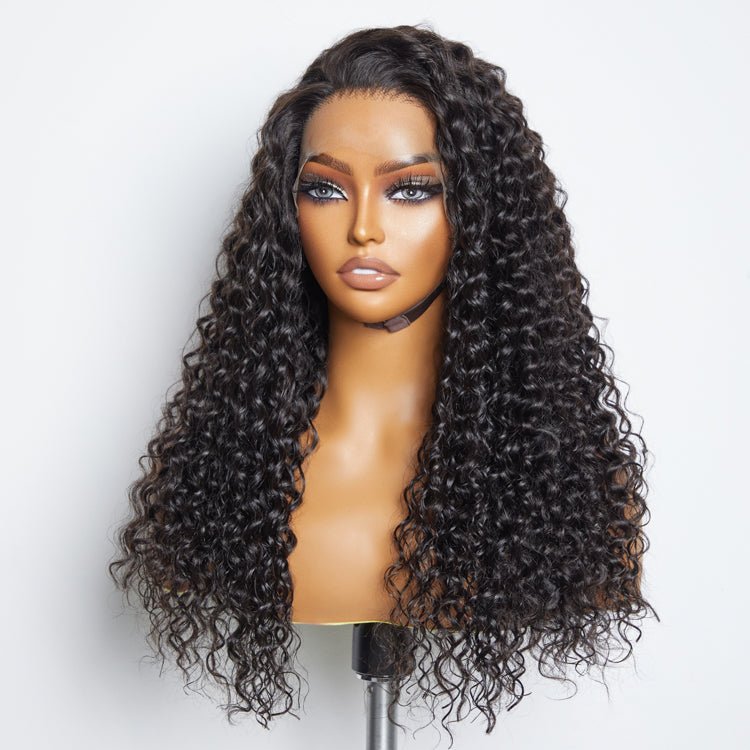 13x6 Glueless 3D Cap Pre - bleached Water Wave Transparent Lace Front Wig 150% Density - Lordess Beauty