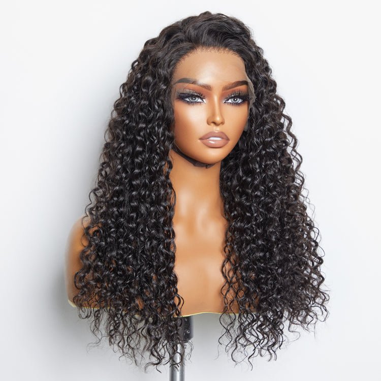 13x6 Glueless 3D Cap Pre - bleached Water Wave Transparent Lace Front Wig 150% Density - Lordess Beauty