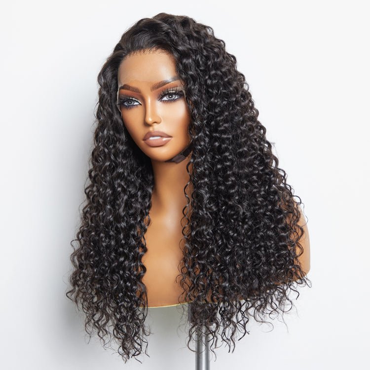13x6 Glueless 3D Cap Pre - bleached Water Wave Transparent Lace Front Wig 150% Density - Lordess Beauty