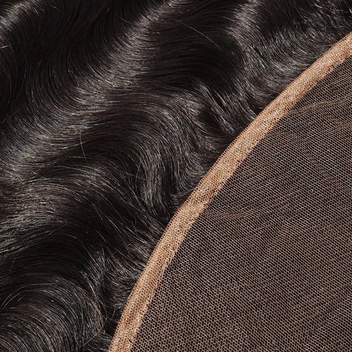 14 - 20 Inch 13" x 4" Body Wavy Free Parted Frontal 1B Natural Black - Lordess Beauty