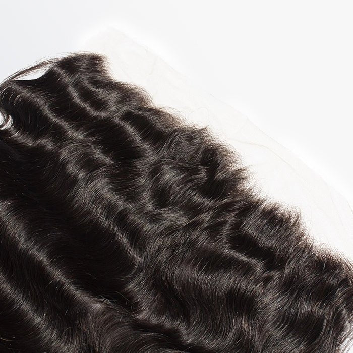 14 - 20 Inch 13" x 4" Body Wavy Free Parted Frontal 1B Natural Black - Lordess Beauty