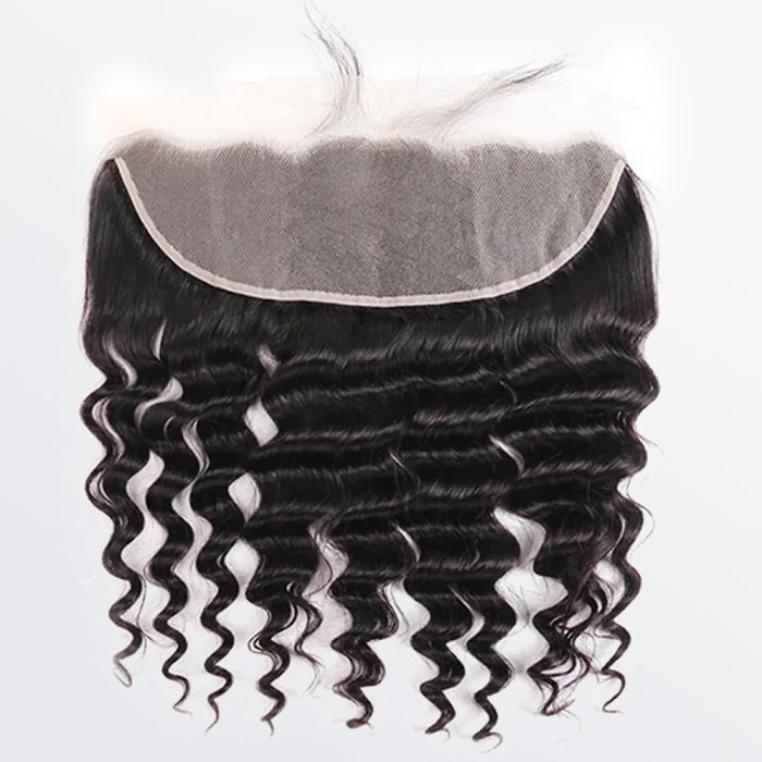 14 - 20 Inch 13" x 4" Deep Wavy Free Parted Frontal 1B Natural Black - Lordess Beauty