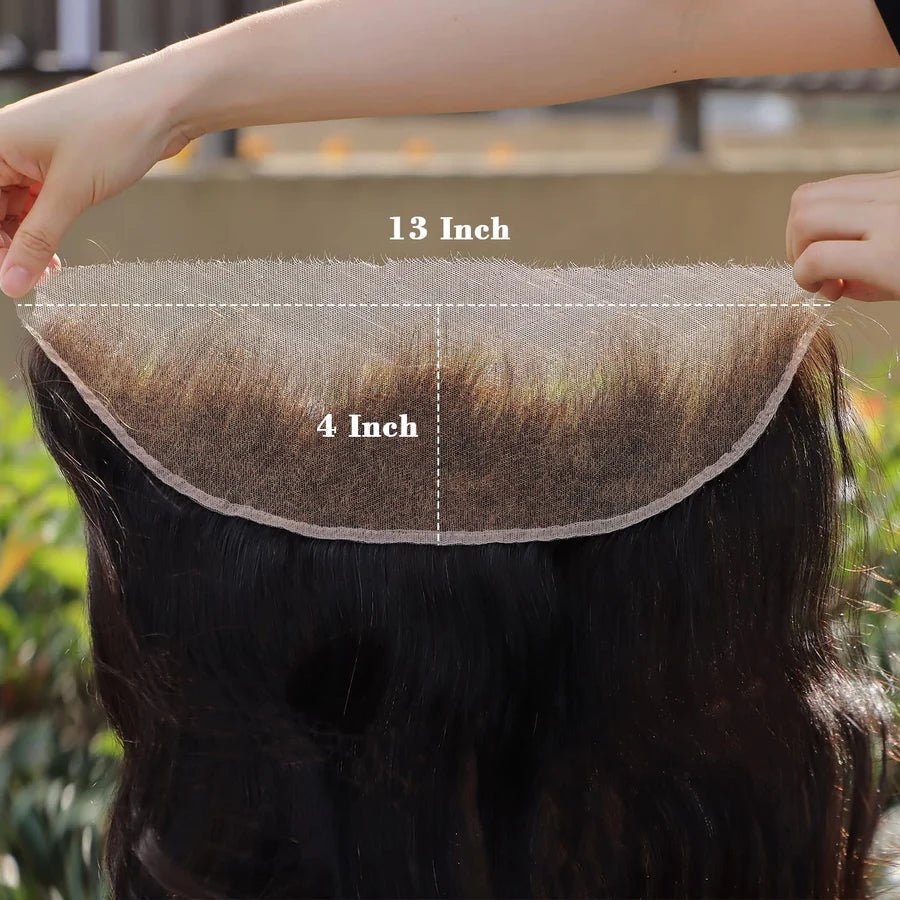 14 - 20 Inch 13" x 4" HD Body Wavy Free Parted Frontal 1B Natural Black - Lordess Beauty