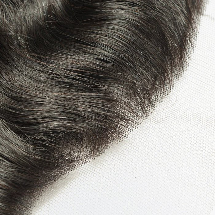 14 - 20 Inch 13" x 4" Natural Wavy Free Parted Frontal 1B Natural Black - Lordess Beauty