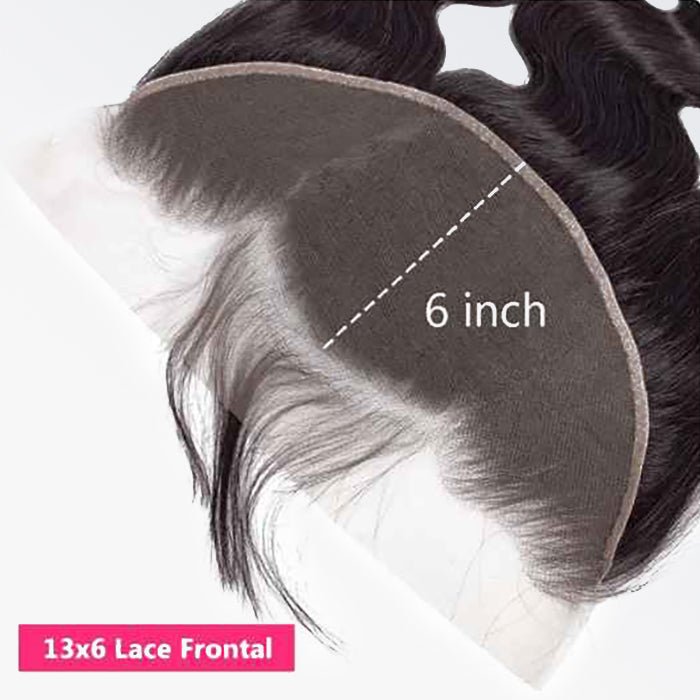 14 - 20 Inch 13" x 6" HD Body Wavy Free Parted Frontal 1B Natural Black - Lordess Beauty