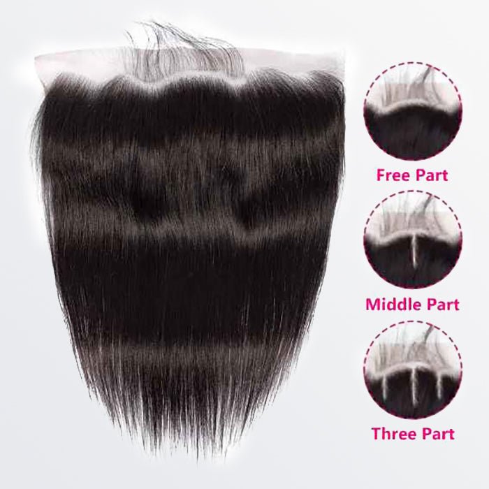 14 - 20 Inch 13" x 6" HD Straight Free Parted Frontal 1B Natural Black - Lordess Beauty