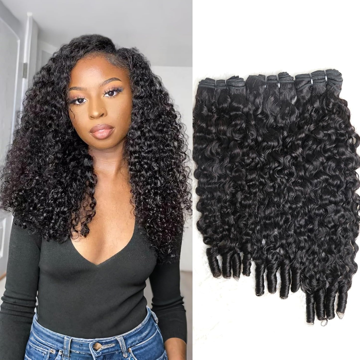 14 - 28 Inch Burmese Curly Bundles Virgin Brazilian Hair 1B Natural Black - Lordess Beauty