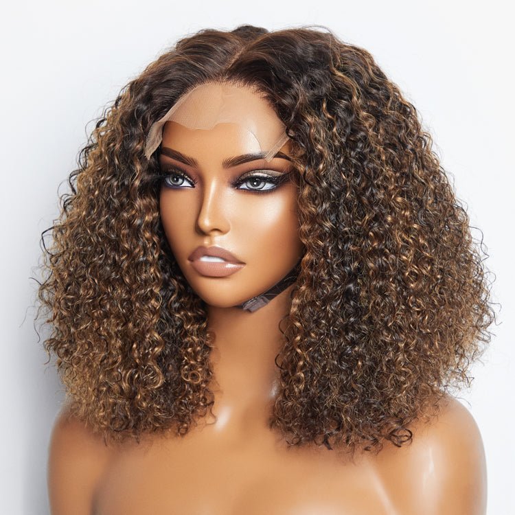 14 inch 5"x5" Closure Lace Wig Kinky Curly Brazilian Human Virgin Hair 150% Density - Lordess Beauty