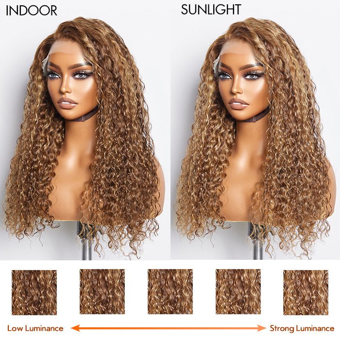 22 - 24 Inch Pre - Plucked 13"x4" Lace Front Water Wavy Wig Free Part 150% Density - 100% Human Hair - Lordess Beauty