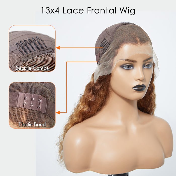 22 - 24 Inch Pre - Plucked 13"x4" Lace Front Water Wavy Wig Free Part 150% Density - 100% Human Hair - Lordess Beauty