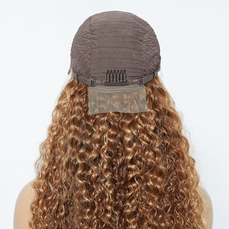 22 - 24 Inch Pre - Plucked 13"x4" Lace Front Water Wavy Wig Free Part 150% Density - 100% Human Hair - Lordess Beauty