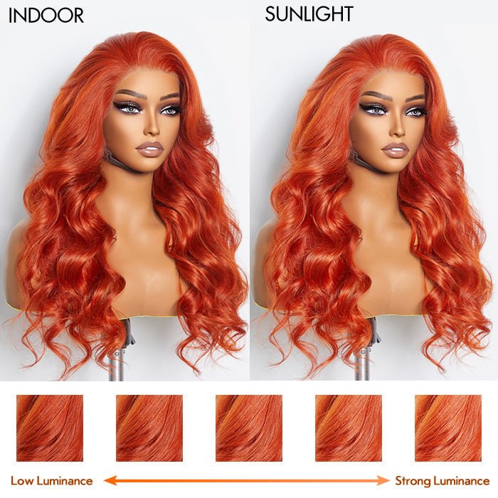 24 Inches 13"x4" Body Wavy Wear & Go Glueless Orange Lace Frontal Wig - 100% Human Hair - Lordess Beauty