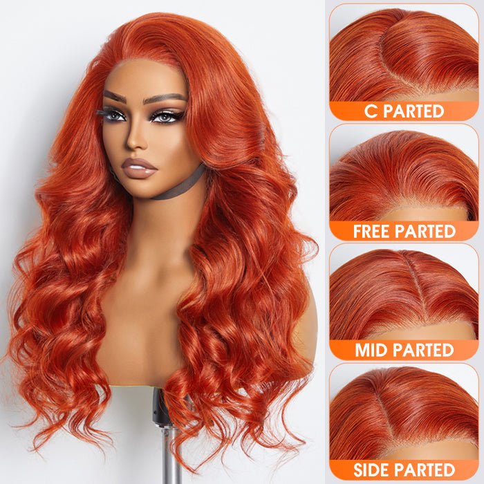 24 Inches 13"x4" Body Wavy Wear & Go Glueless Orange Lace Frontal Wig - 100% Human Hair - Lordess Beauty