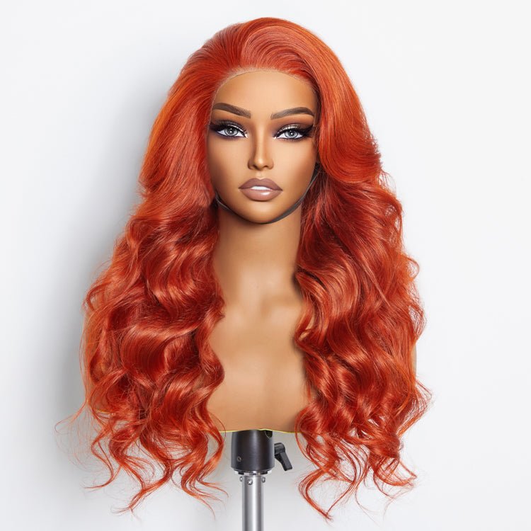 24 Inches 13"x4" Body Wavy Wear & Go Glueless Orange Lace Frontal Wig - 100% Human Hair - Lordess Beauty