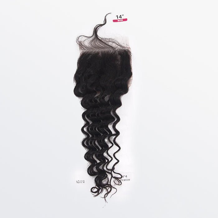 4x4 Deep Wavy Lace Closure 100% Virgin Human Hair 1B Natural Black – 12" to 20" - Lordess Beauty