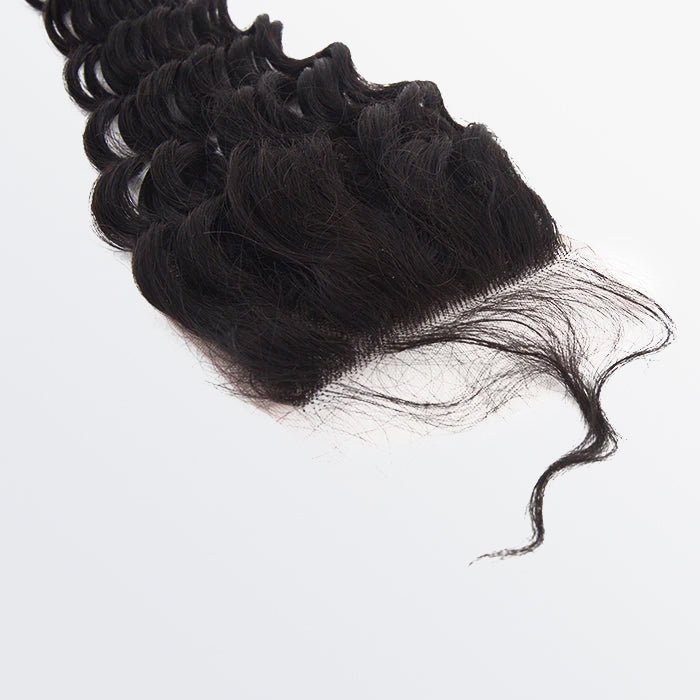 4x4 Deep Wavy Lace Closure 100% Virgin Human Hair 1B Natural Black – 12" to 20" - Lordess Beauty