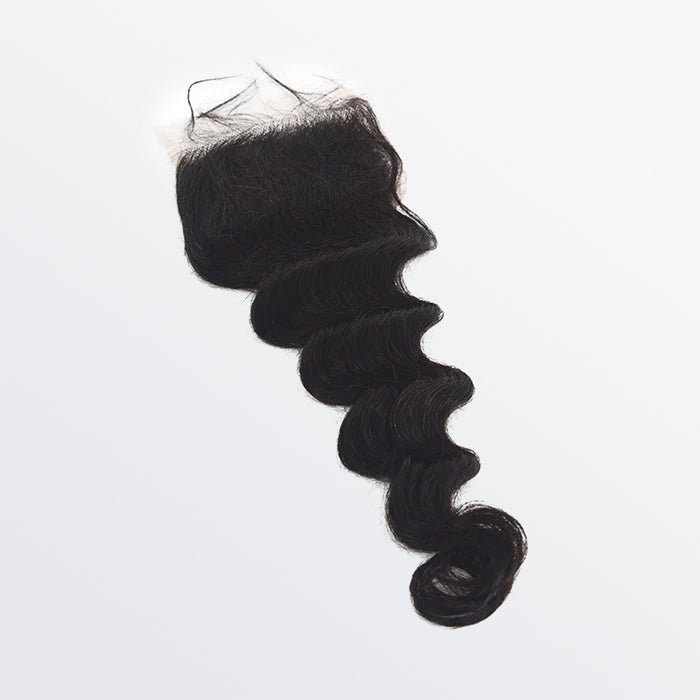 4x4 Ocean Wavy Lace Closure 100% Virgin Human Hair 1B Natural Black – 12 to 20 Inch - Lordess Beauty