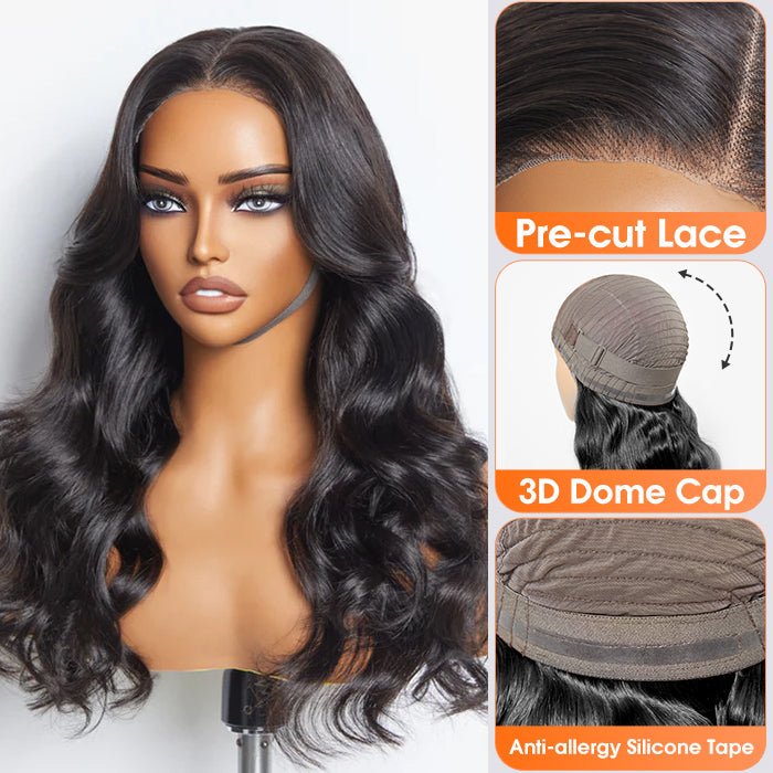 5"x5" Body Wavy Wear & Go Glueless 1B Lace Closure Wig - 100% Human Hair - Lordess Beauty