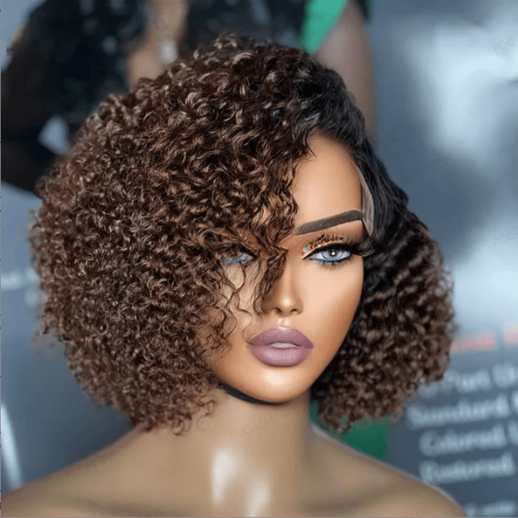 8" Short Curly Glueless Wig – HD Lace Side Part (MB27) - Lordess Beauty