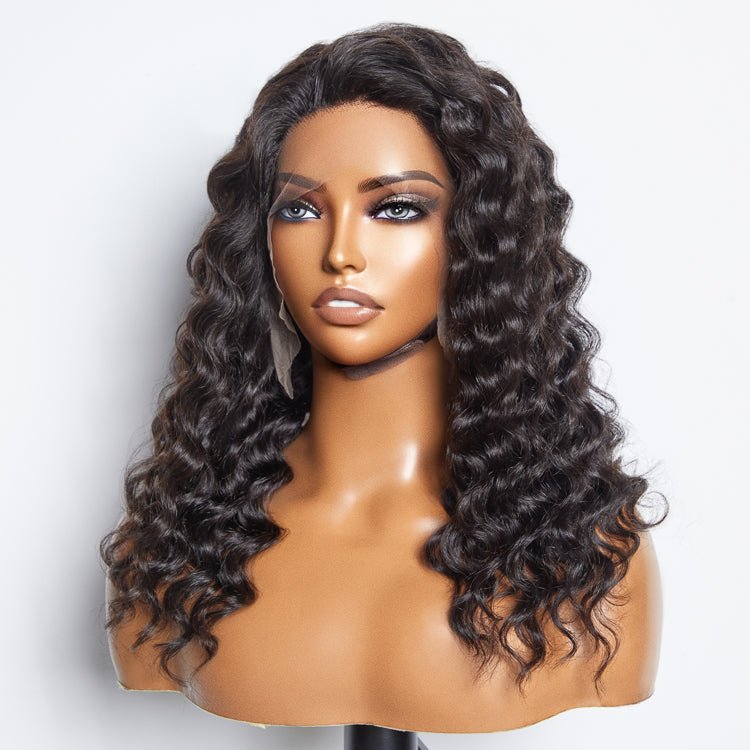 Glueless 3D Cap Pre - bleached Loose Deep 13x4 Transparent Lace Front Wig 150% Density - Lordess Beauty