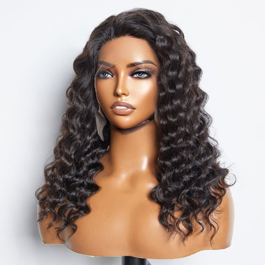 Glueless 3D Cap Pre - bleached Loose Deep 13x4 Transparent Lace Front Wig 150% Density - Lordess Beauty