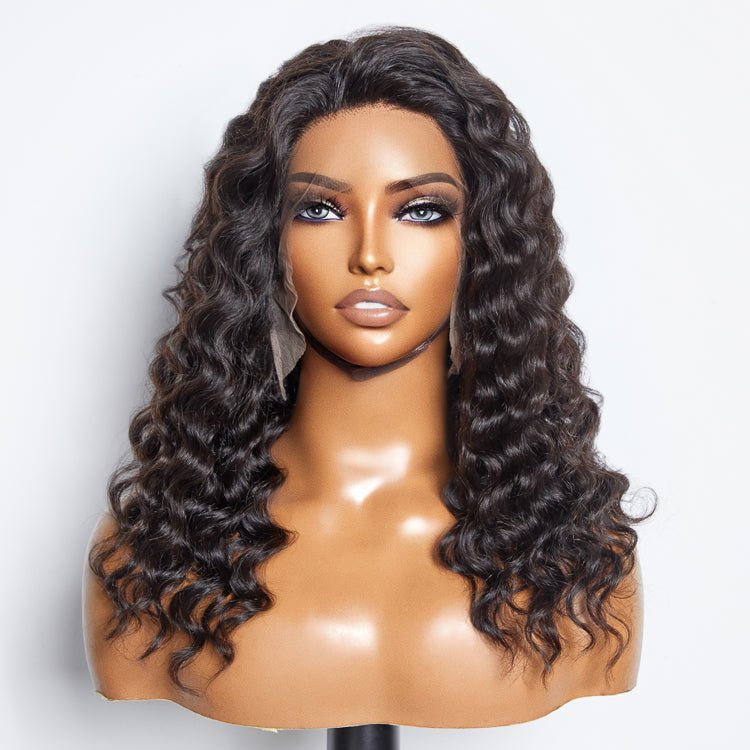 Glueless 3D Cap Pre - bleached Loose Deep 13x4 Transparent Lace Front Wig 150% Density - Lordess Beauty