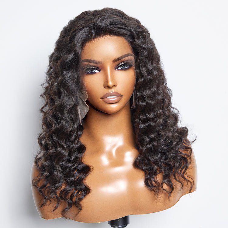 Glueless 3D Cap Pre - bleached Loose Deep 13x4 Transparent Lace Front Wig 150% Density - Lordess Beauty